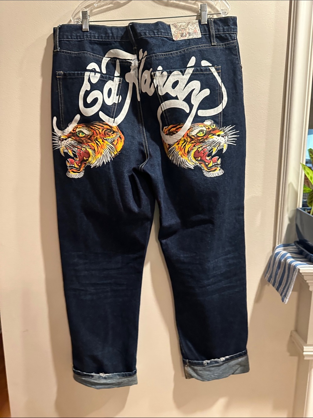 Ed Hardy TIGER Dark Blue Relaxed Straight VINTAGE Jeans